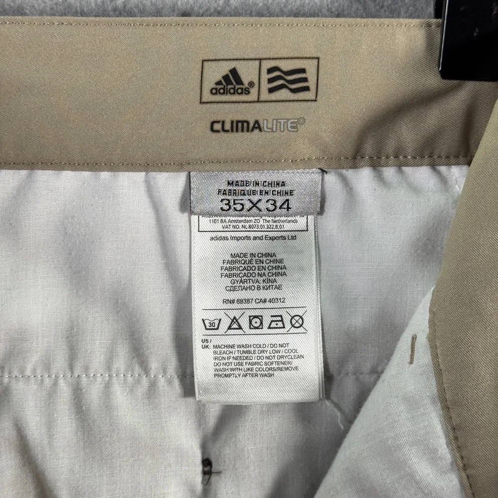 Adidas Climalite‎ Chino Pants Mens 35x34 Brown Straight Leg Golf Active Comfort